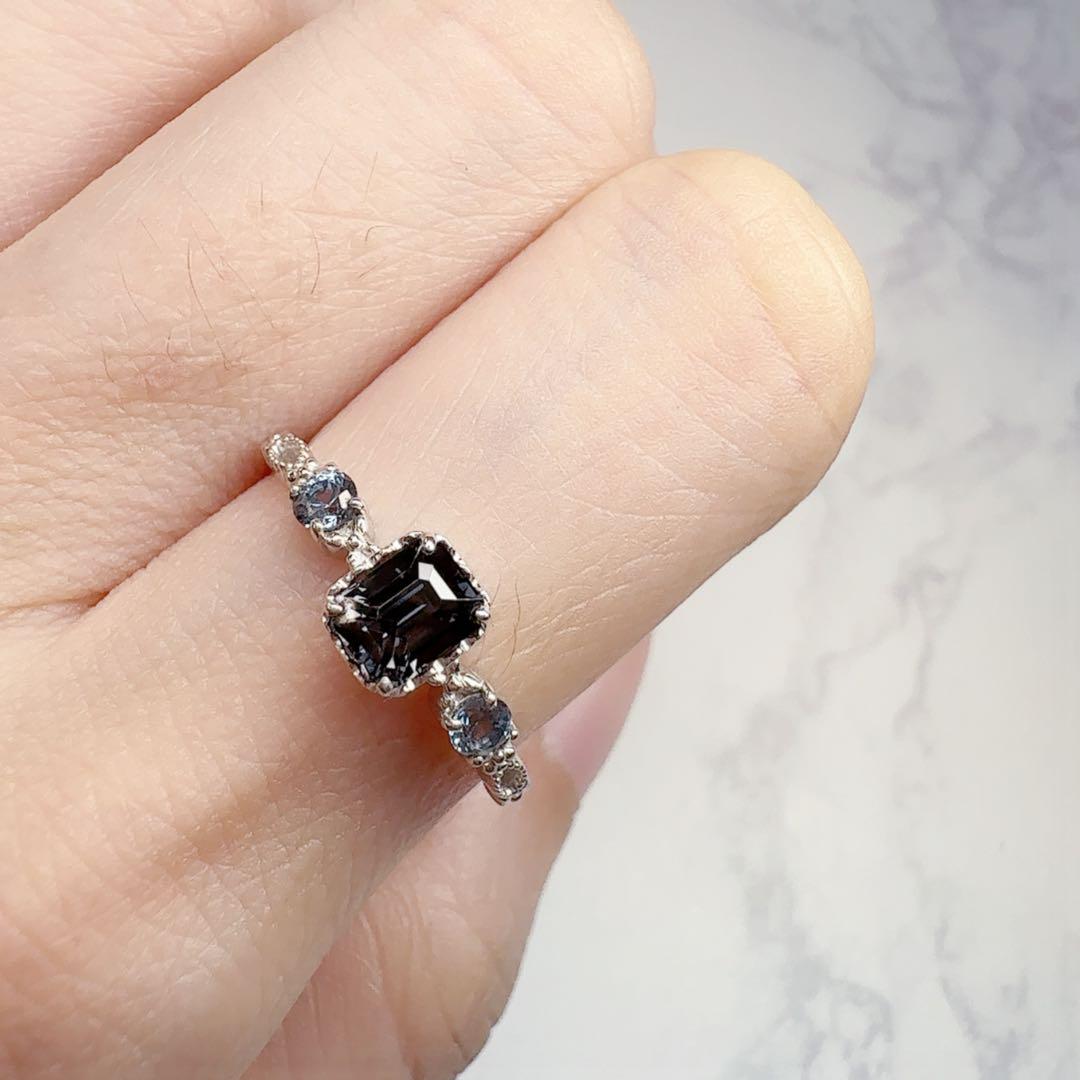 【美品】k14WG スピネル 0.63ct リング