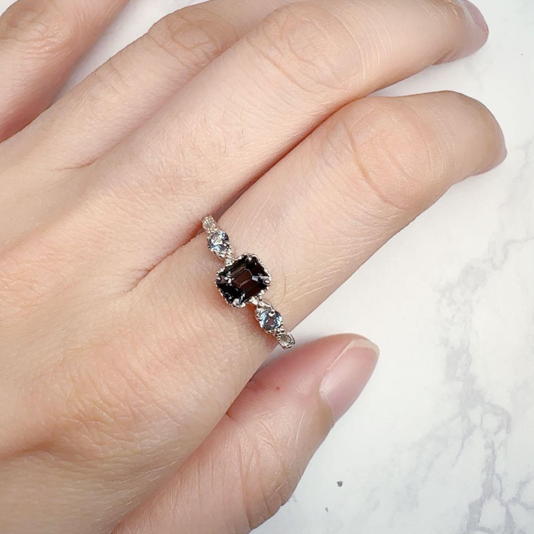 【美品】k14WG スピネル 0.63ct リング