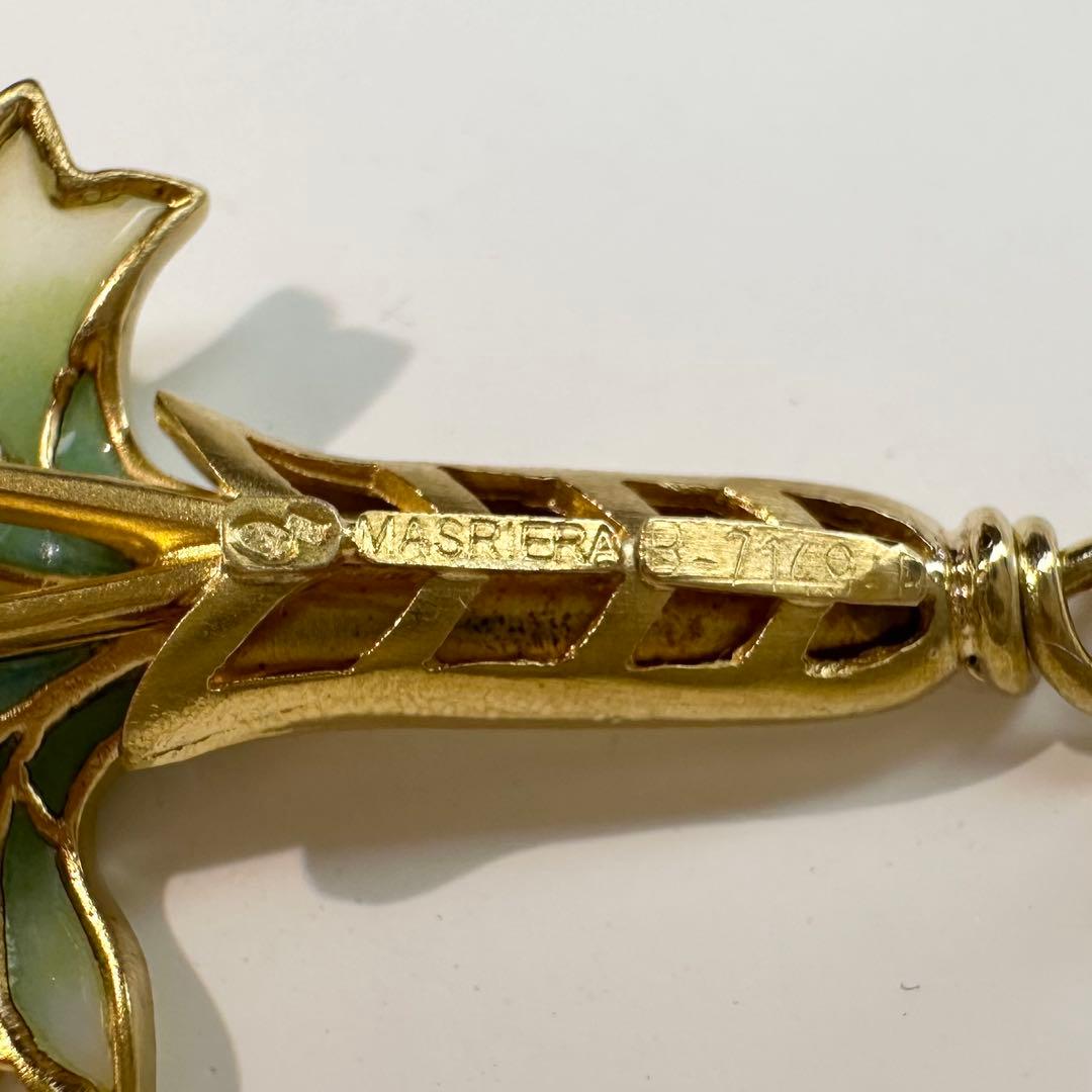 【MASRIERA】K18 エメラルド0.567ct エナメル ペンダント