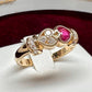 K18 ルビー 0.36ct ダイヤモンド リング ハートモチーフ