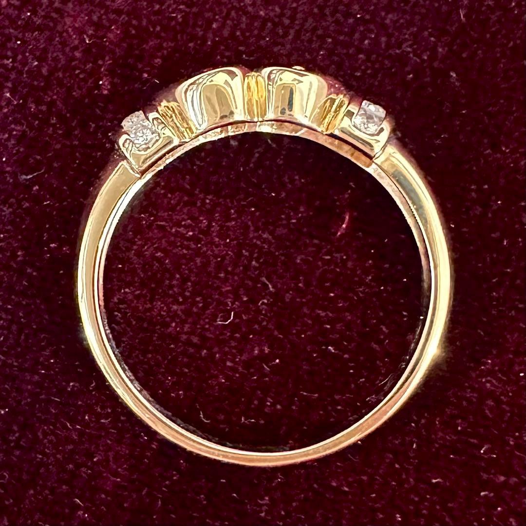 K18 ルビー 0.36ct ダイヤモンド リング ハートモチーフ