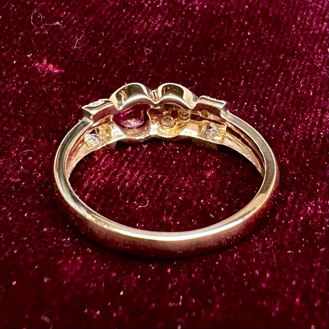K18 ルビー 0.36ct ダイヤモンド リング ハートモチーフ