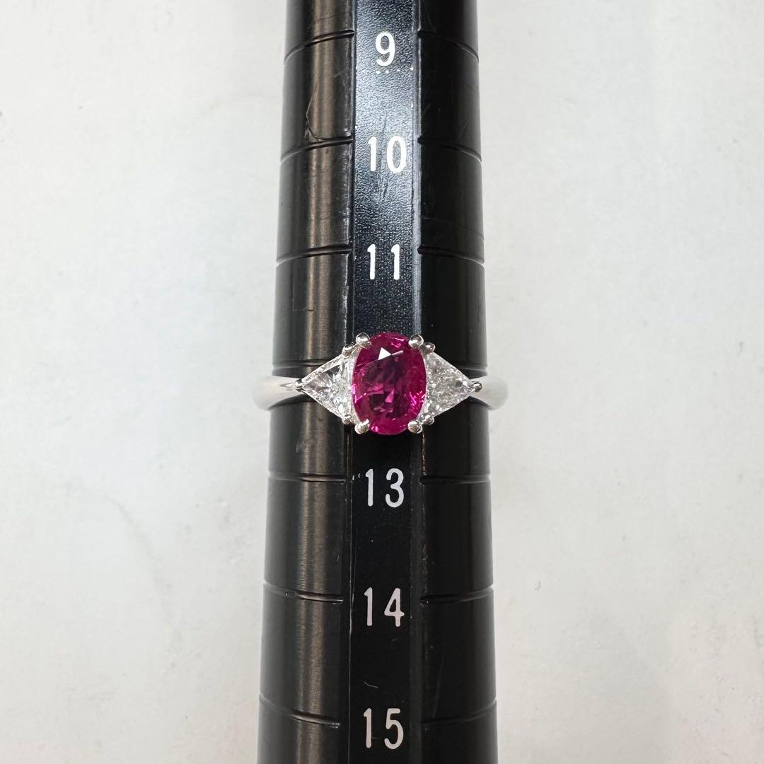 PT900 ルビー 1.001ct ダイヤモンドリング
