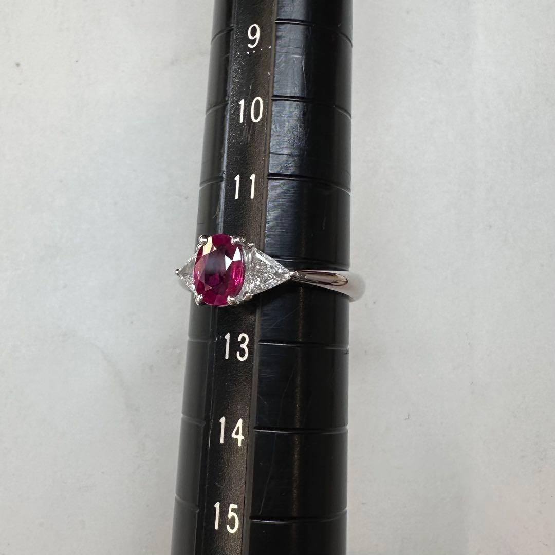 PT900 ルビー 1.001ct ダイヤモンドリング