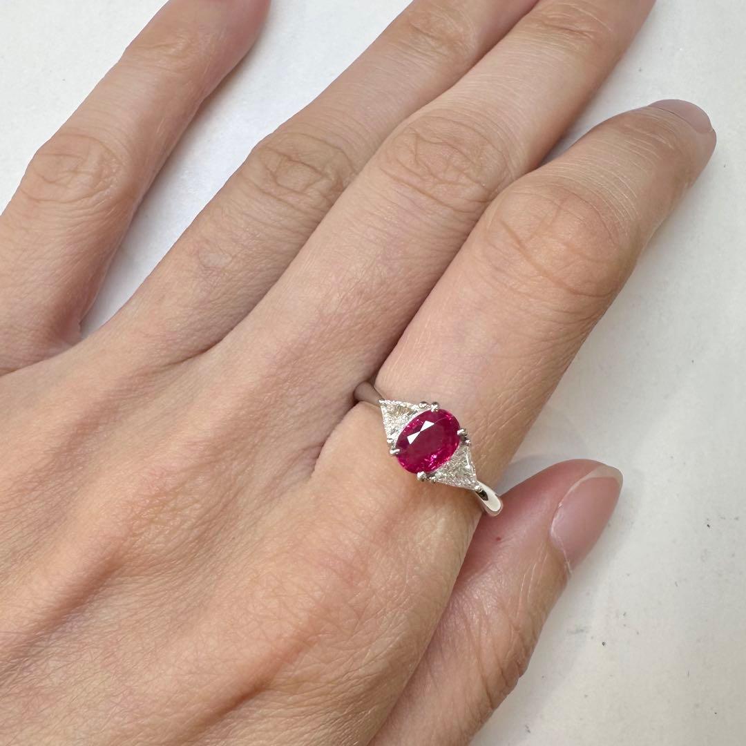 PT900 ルビー 1.001ct ダイヤモンドリング