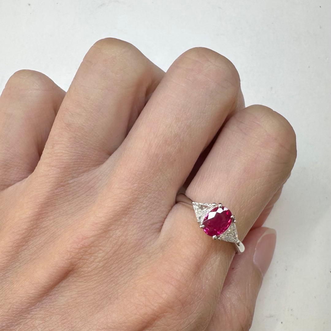 PT900 ルビー 1.001ct ダイヤモンドリング