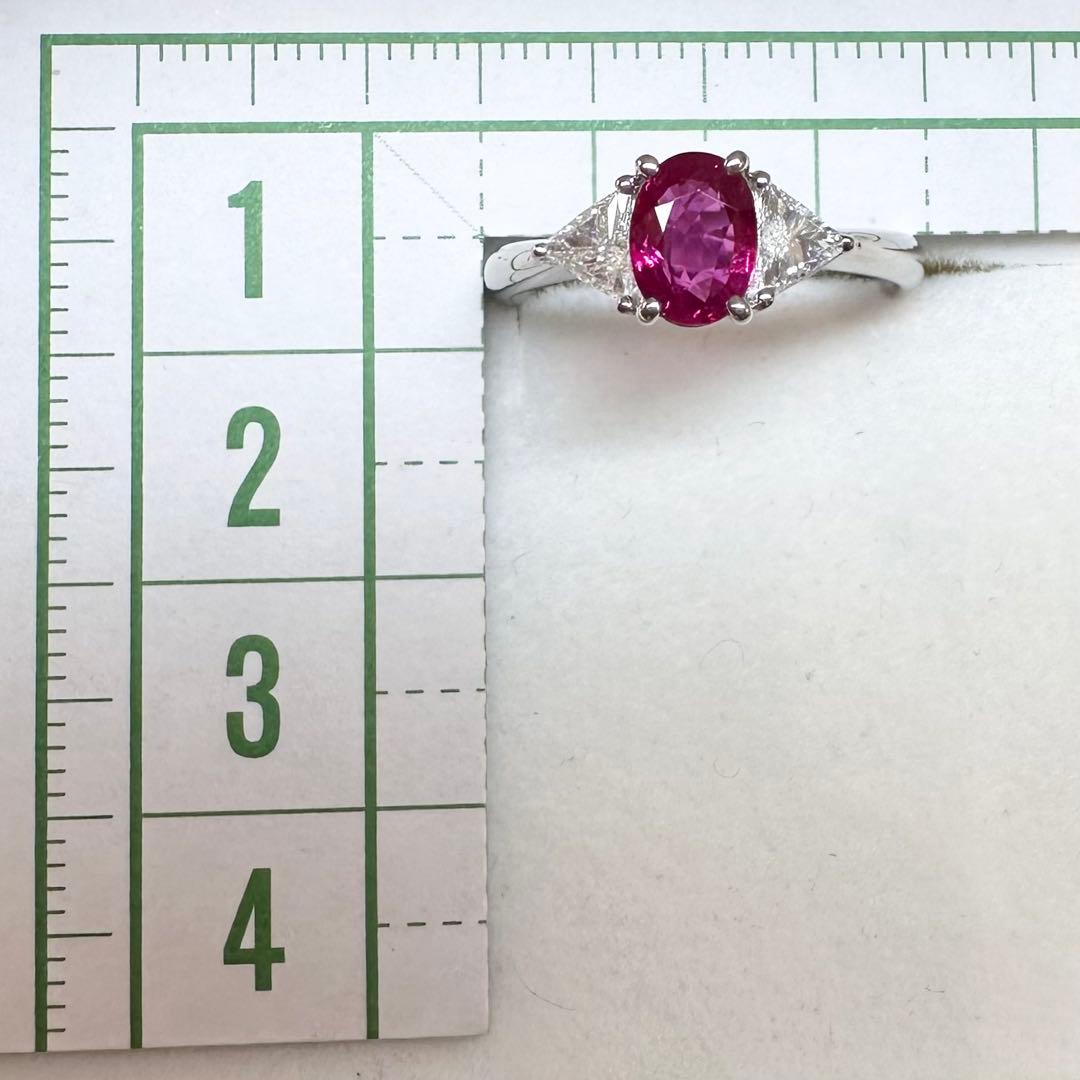 PT900 ルビー 1.001ct ダイヤモンドリング