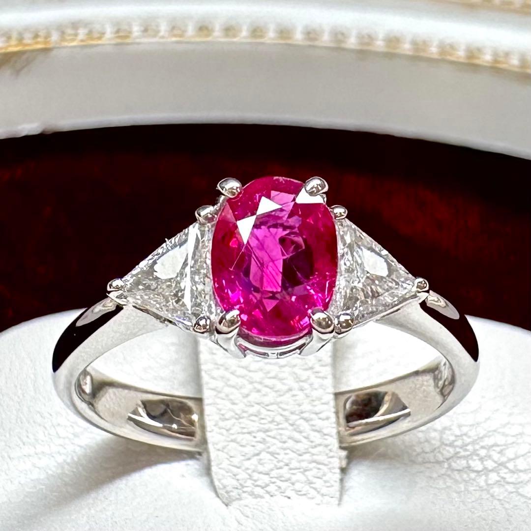 PT900 ルビー 1.001ct ダイヤモンドリング