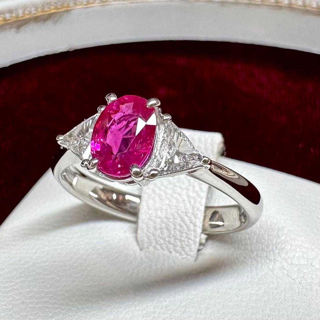PT900 ルビー 1.001ct ダイヤモンドリング