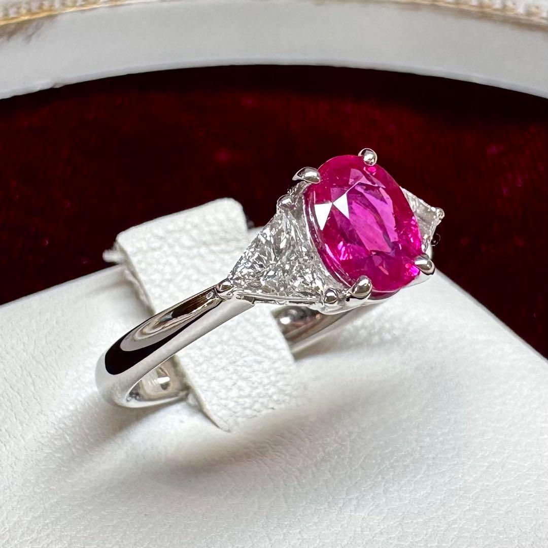 PT900 ルビー 1.001ct ダイヤモンドリング