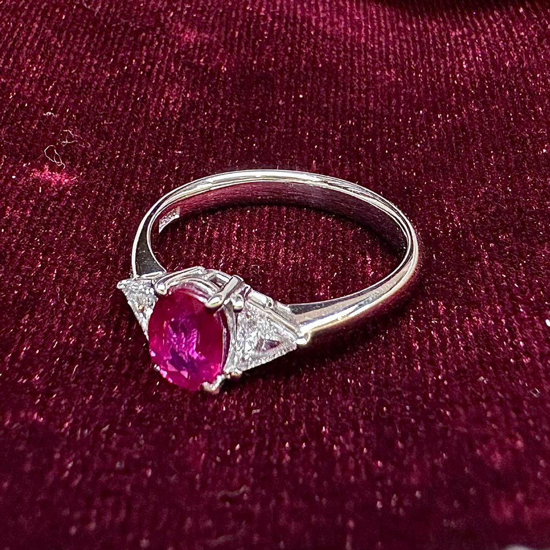PT900 ルビー 1.001ct ダイヤモンドリング