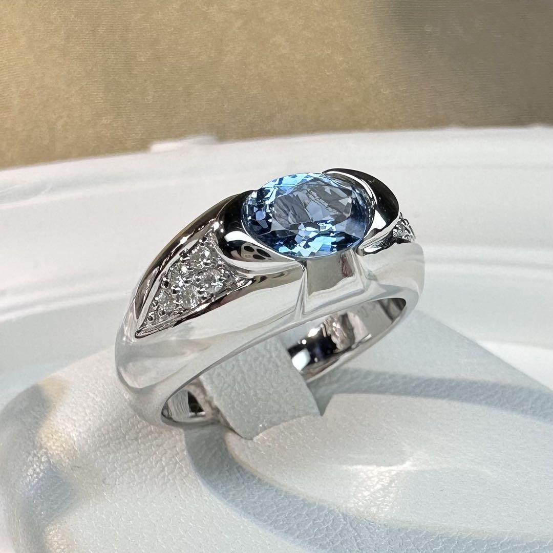 アクアマリンダイヤモンドリング　ダイヤモンド0.02ct 2.02ct天然アクアマリン リング 天然ダイヤモンド 高品質 K18