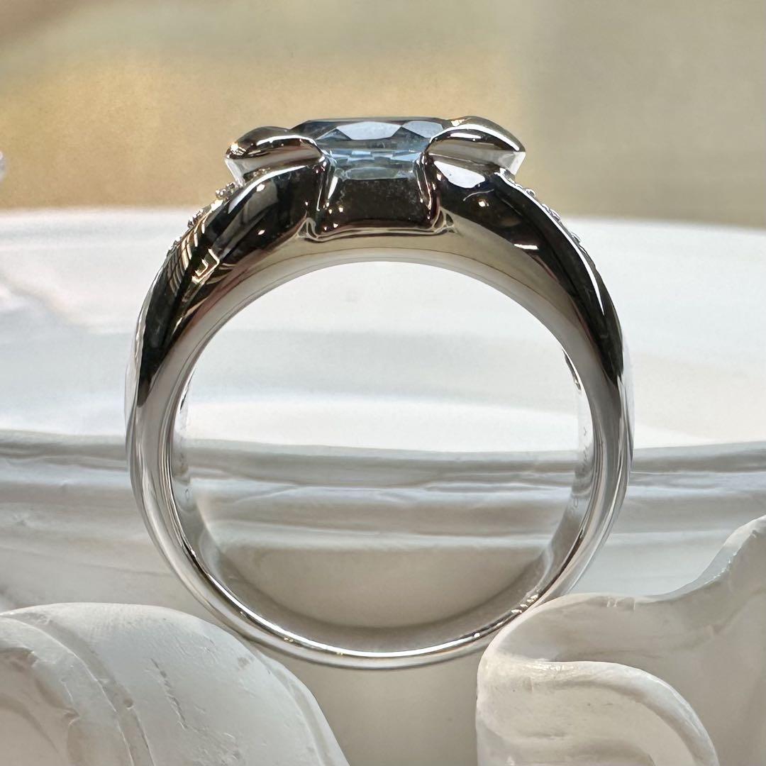 【K18WG】アクアマリン 0.825ctリング ダイヤ