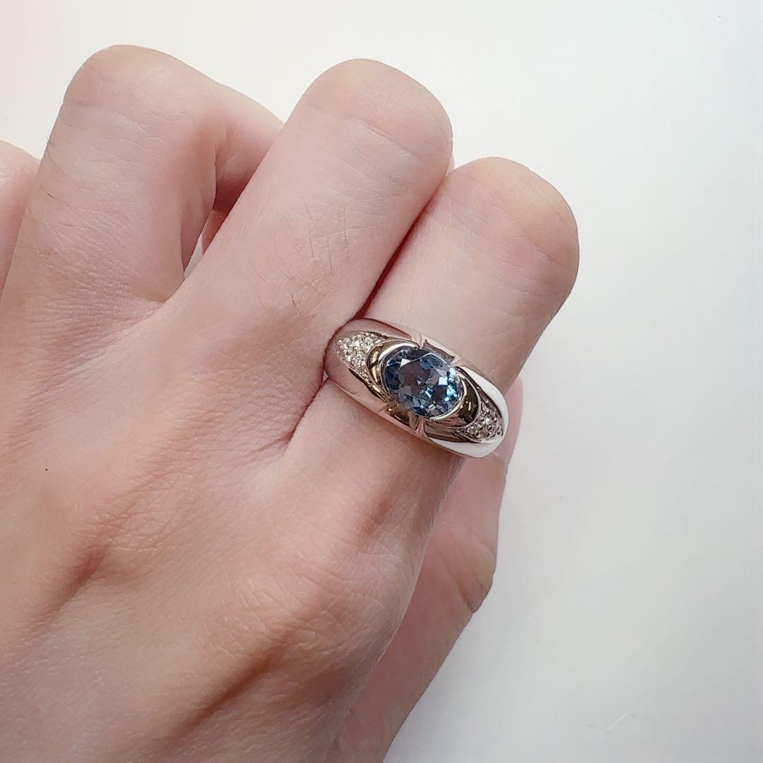 【K18WG】アクアマリン 0.825ctリング ダイヤ