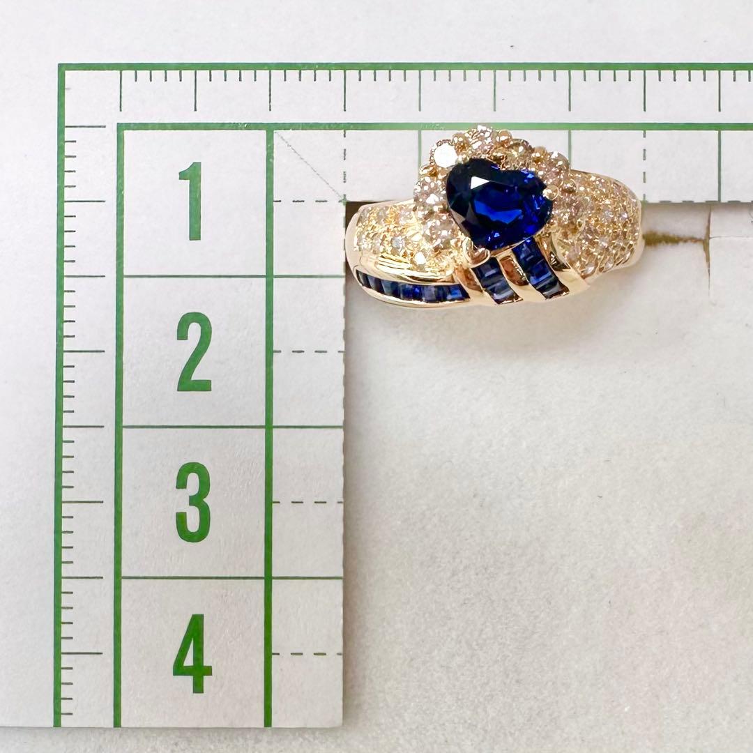 K18 サファイア ダイヤモンド ハートリング 0.8ct