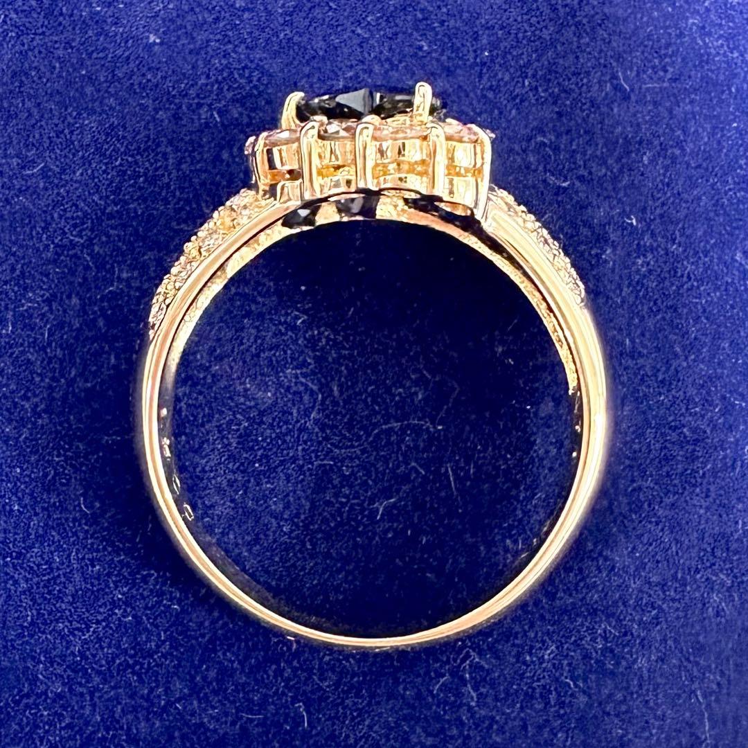 K18 サファイア ダイヤモンド ハートリング 0.8ct