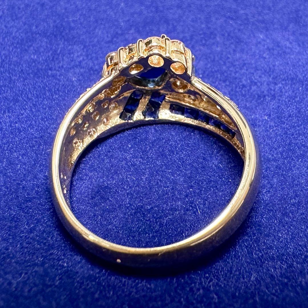 K18 サファイア ダイヤモンド ハートリング 0.8ct