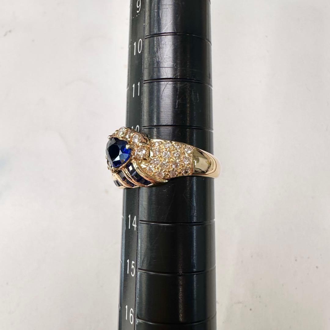 K18 サファイア ダイヤモンド ハートリング 0.8ct