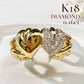 【K18】ダイヤモンド 0.16ct ハート立体デザイン リング
