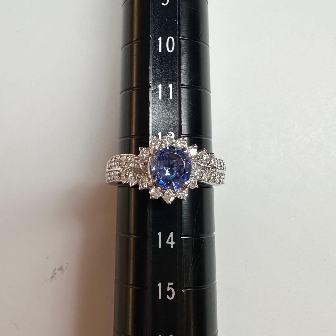 【美品】PT900 ベニトアイトリング 1.104ct ダイヤモンド取り巻き