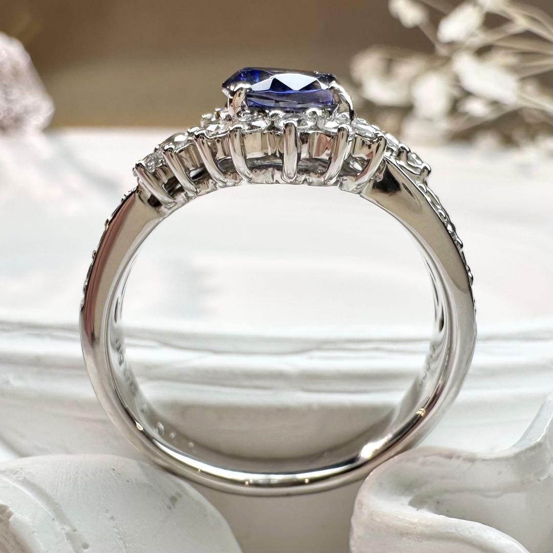 【美品】PT900 ベニトアイトリング 1.104ct ダイヤモンド取り巻き