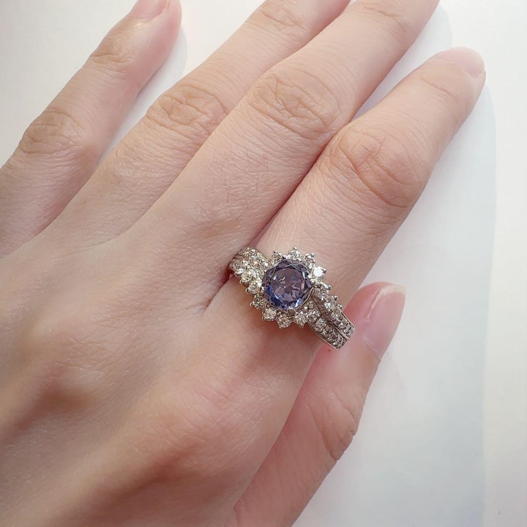 【美品】PT900 ベニトアイトリング 1.104ct ダイヤモンド取り巻き