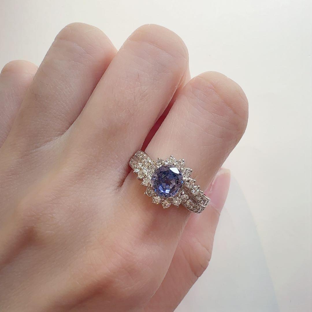 【美品】PT900 ベニトアイトリング 1.104ct ダイヤモンド取り巻き