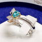 PT900/K18 パライバトルマリン ダイヤモンド リング 0.18ct