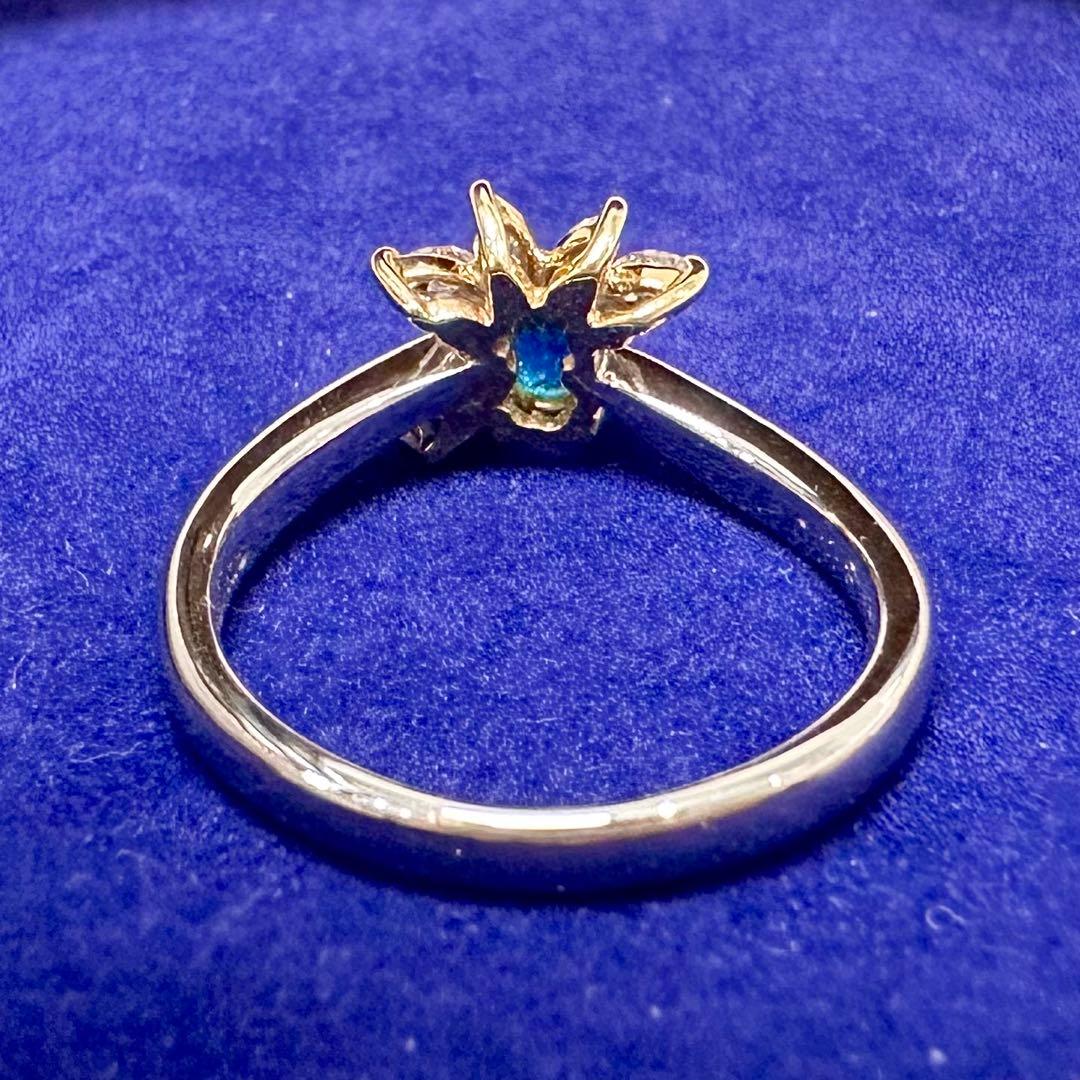 PT900/K18 パライバトルマリン ダイヤモンド リング 0.18ct
