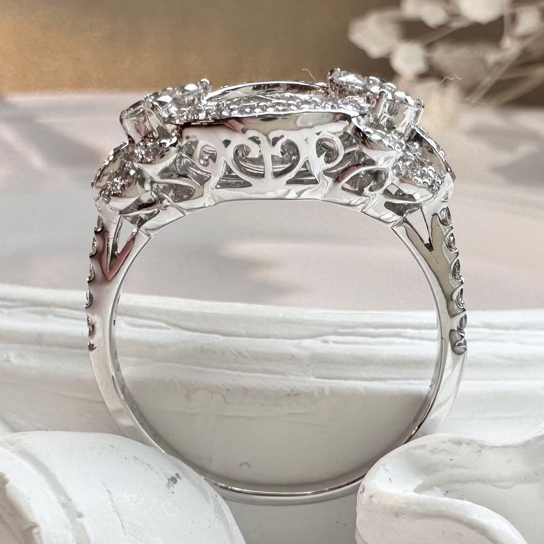 【K18】ダイヤモンド 0.35ct/0.41ct 中央ストーン可動 リング