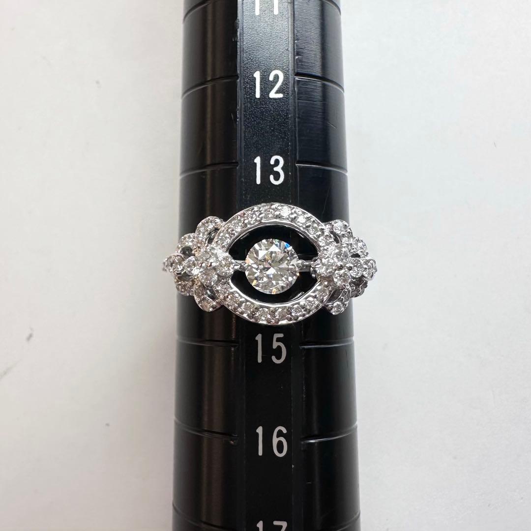 【K18】ダイヤモンド 0.35ct/0.41ct 中央ストーン可動 リング