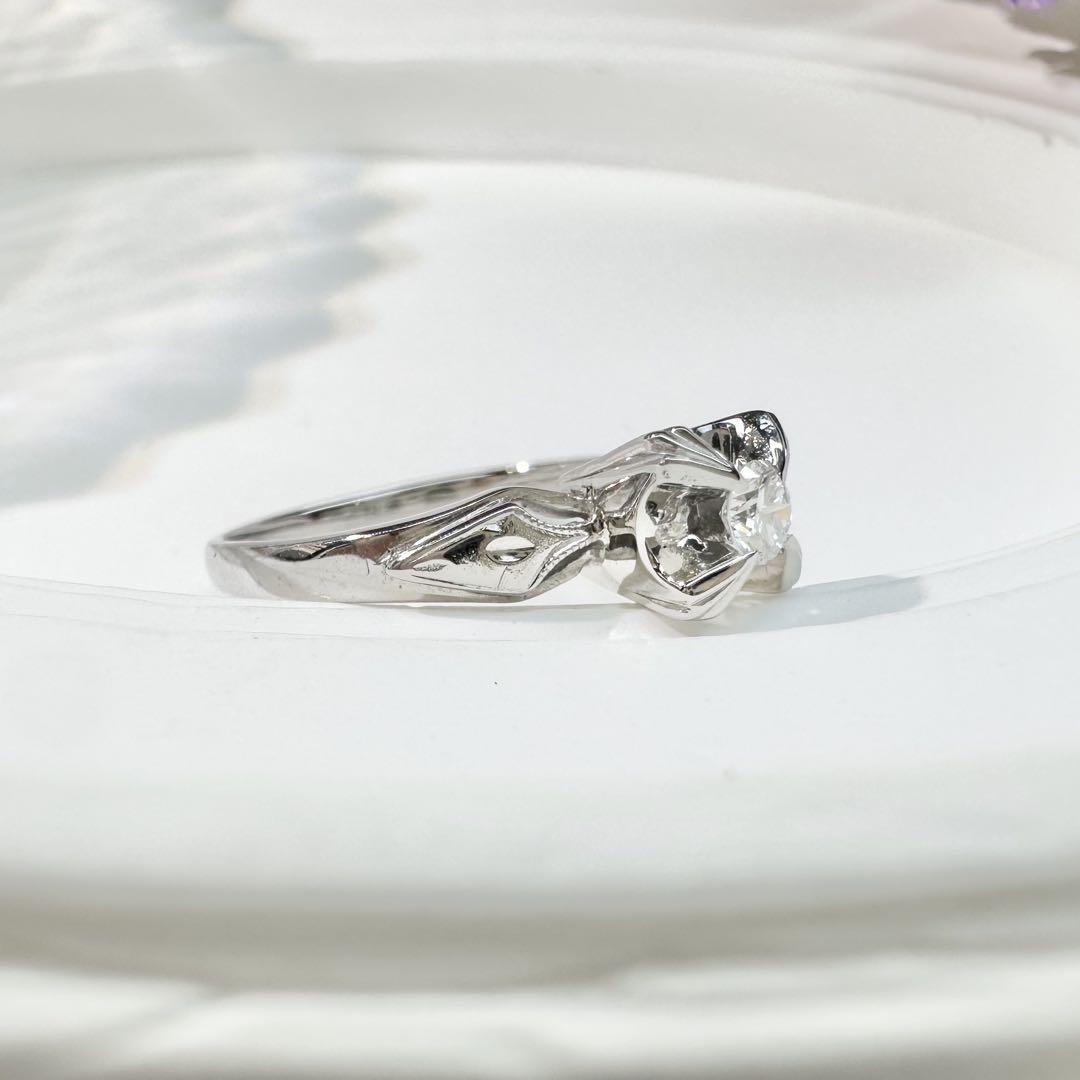 【美品】K14WG ダイヤモンド 0.05ct リング