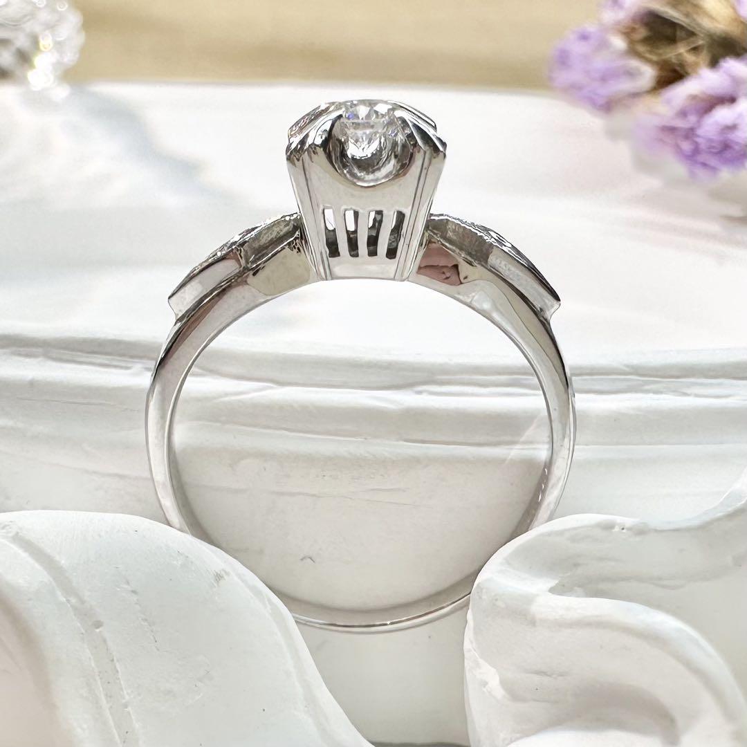 【美品】K14WG ダイヤモンド 0.05ct リング