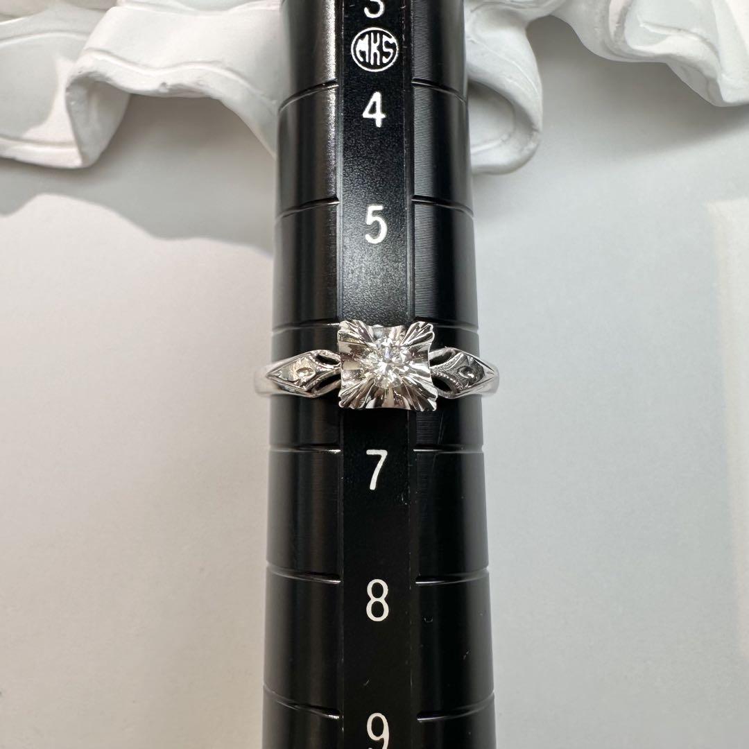 【美品】K14WG ダイヤモンド 0.05ct リング