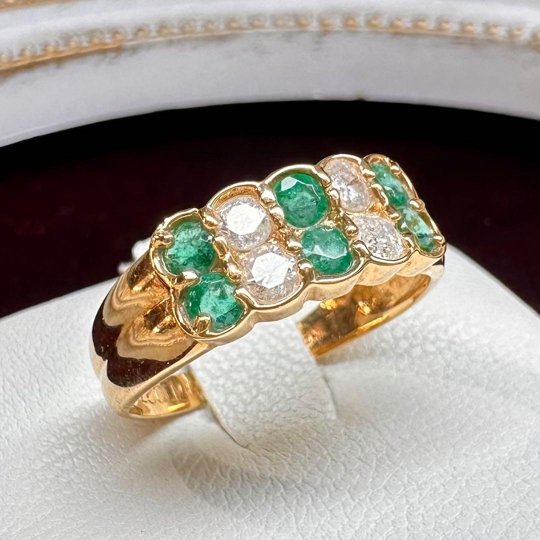 【K18】エメラルド0.47ct リング