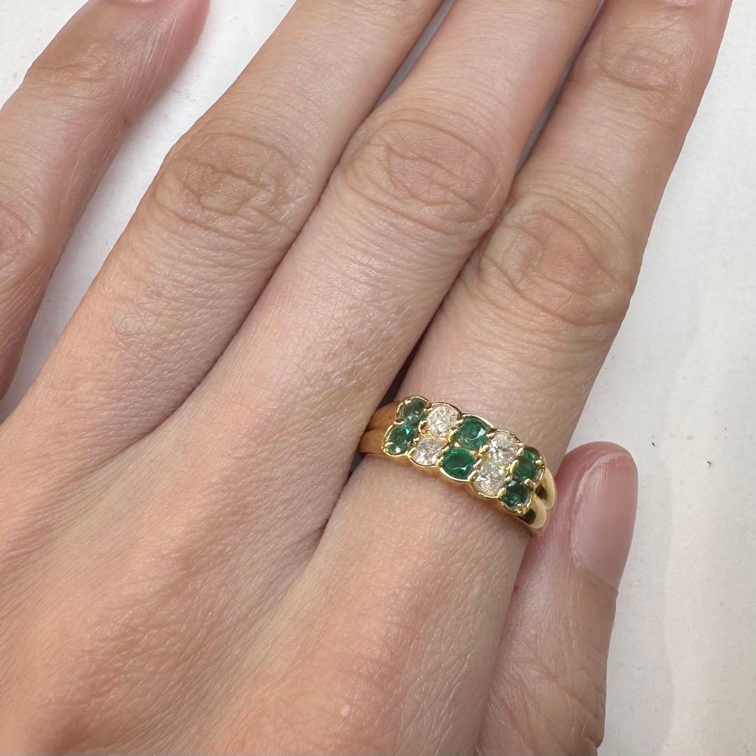 【K18】エメラルド0.47ct リング