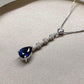 PT850 サファイア1.10ct ダイヤモンド ティアドロップネックレス