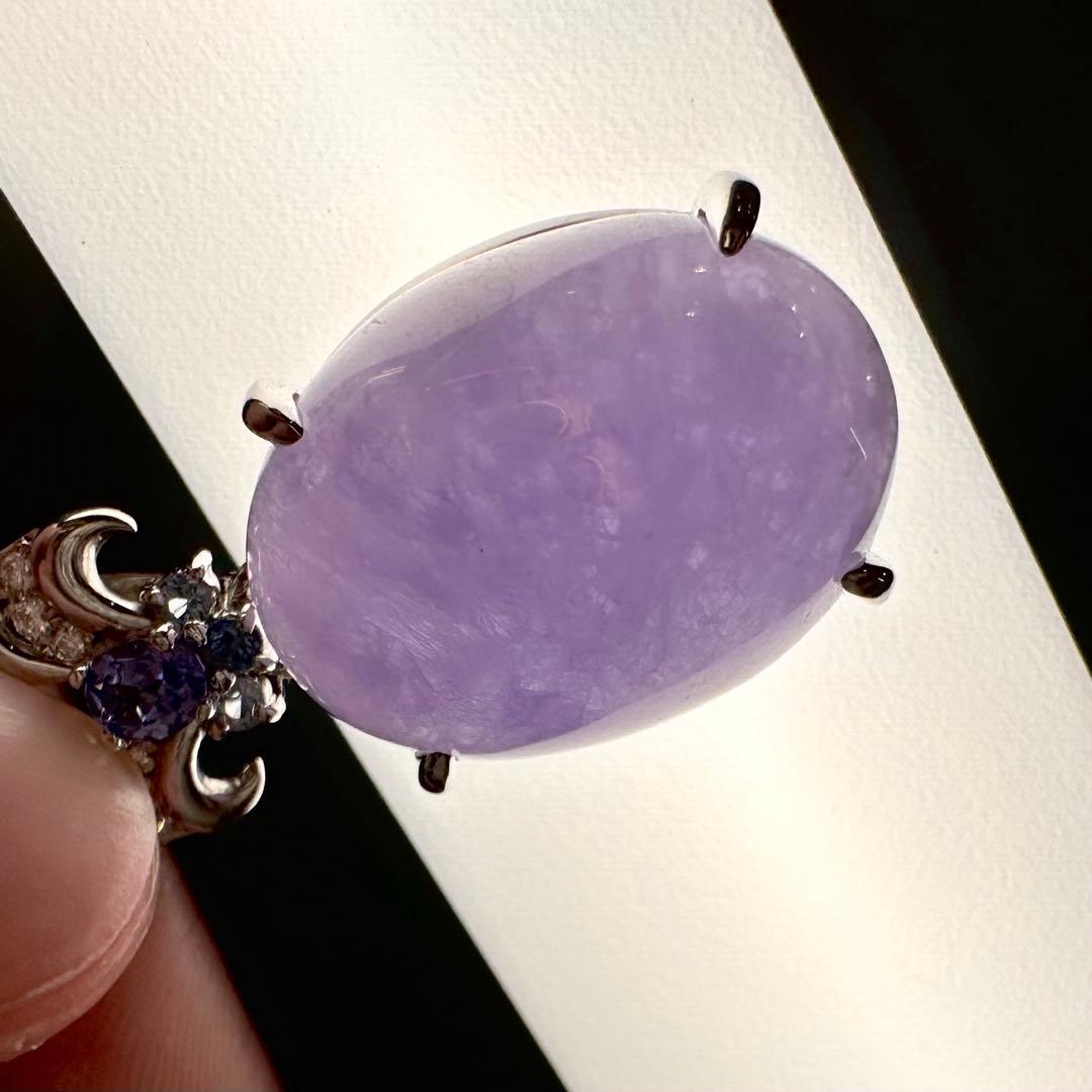 K18WG ラベンダー翡翠 24ct ダイヤモンド ネックレス