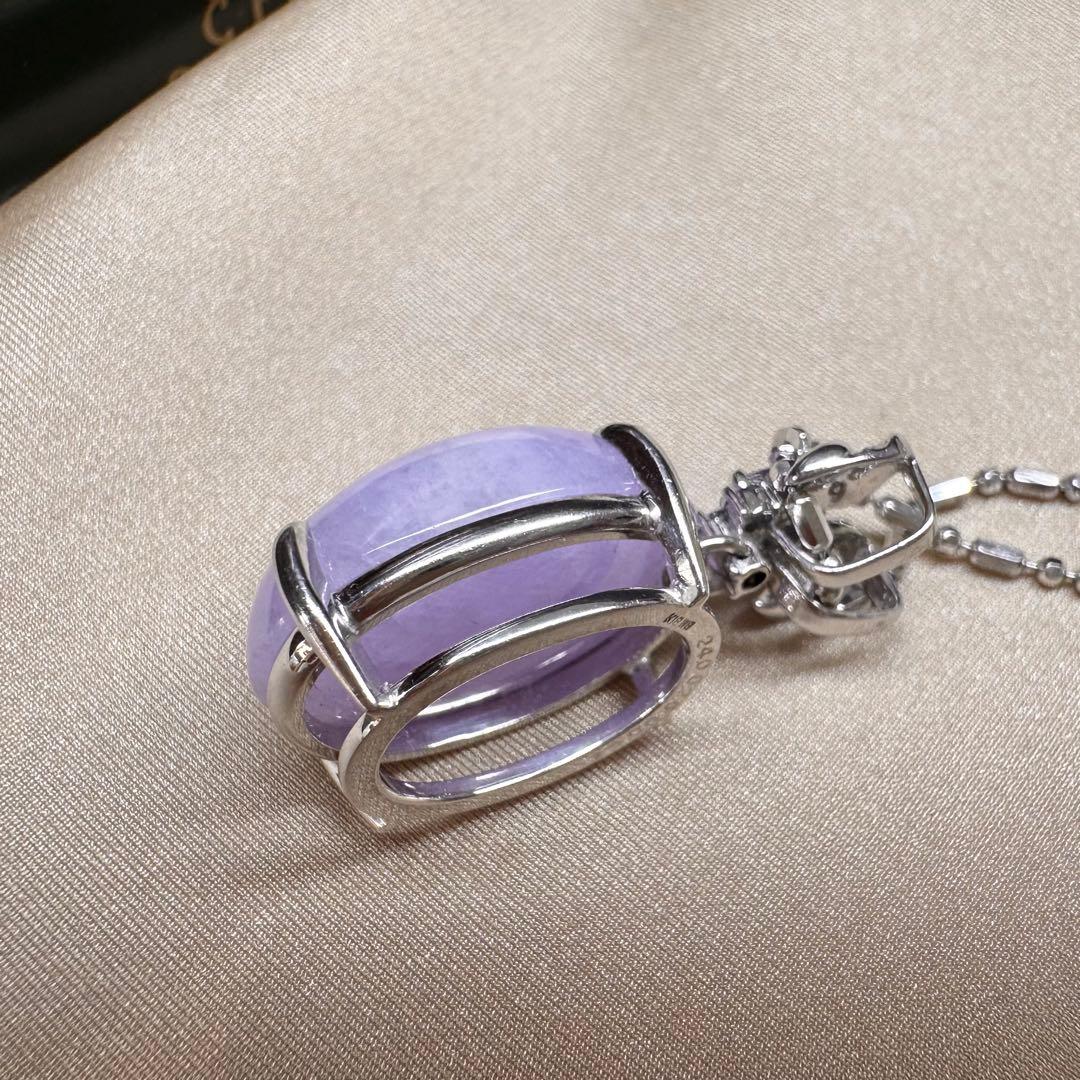 K18WG ラベンダー翡翠 24ct ダイヤモンド ネックレス