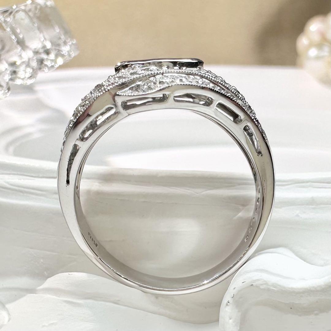 【K18WG】エメラルド 0.36ct リング マーキスカット ダイヤ