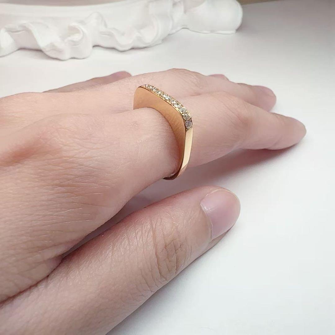 【田崎】K18 ダイヤモンド 0.17ct リング シンプル