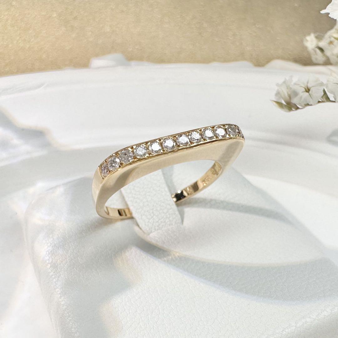 【田崎】K18 ダイヤモンド 0.17ct リング シンプル