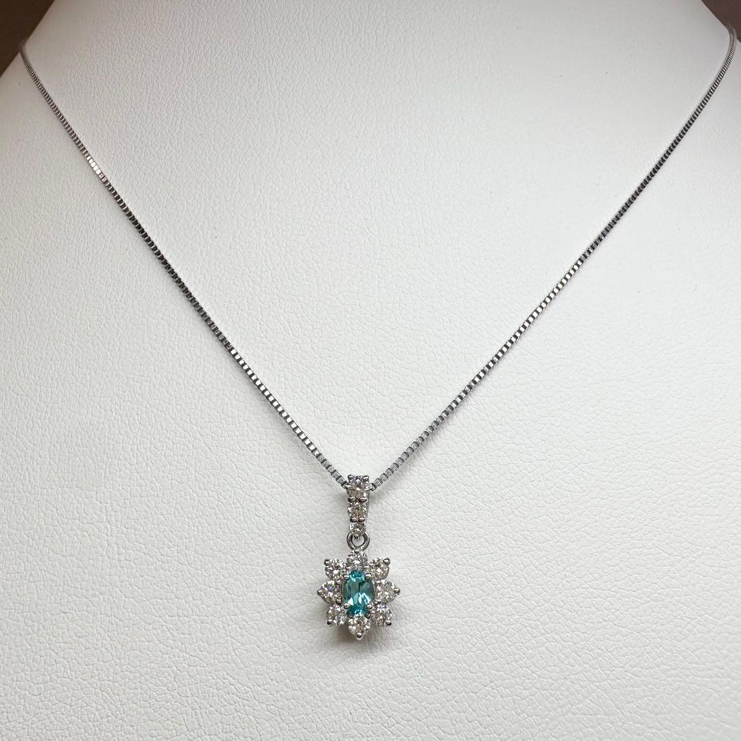 【美品】PT900 パライバトルマリン 0.103ct ネックレス ダイヤモンド