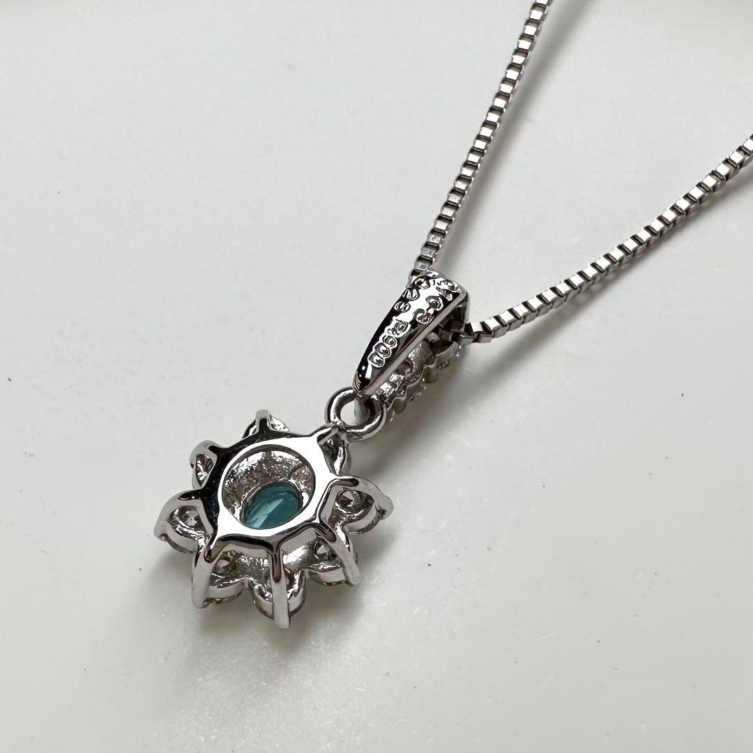【美品】PT900 パライバトルマリン 0.103ct ネックレス ダイヤモンド