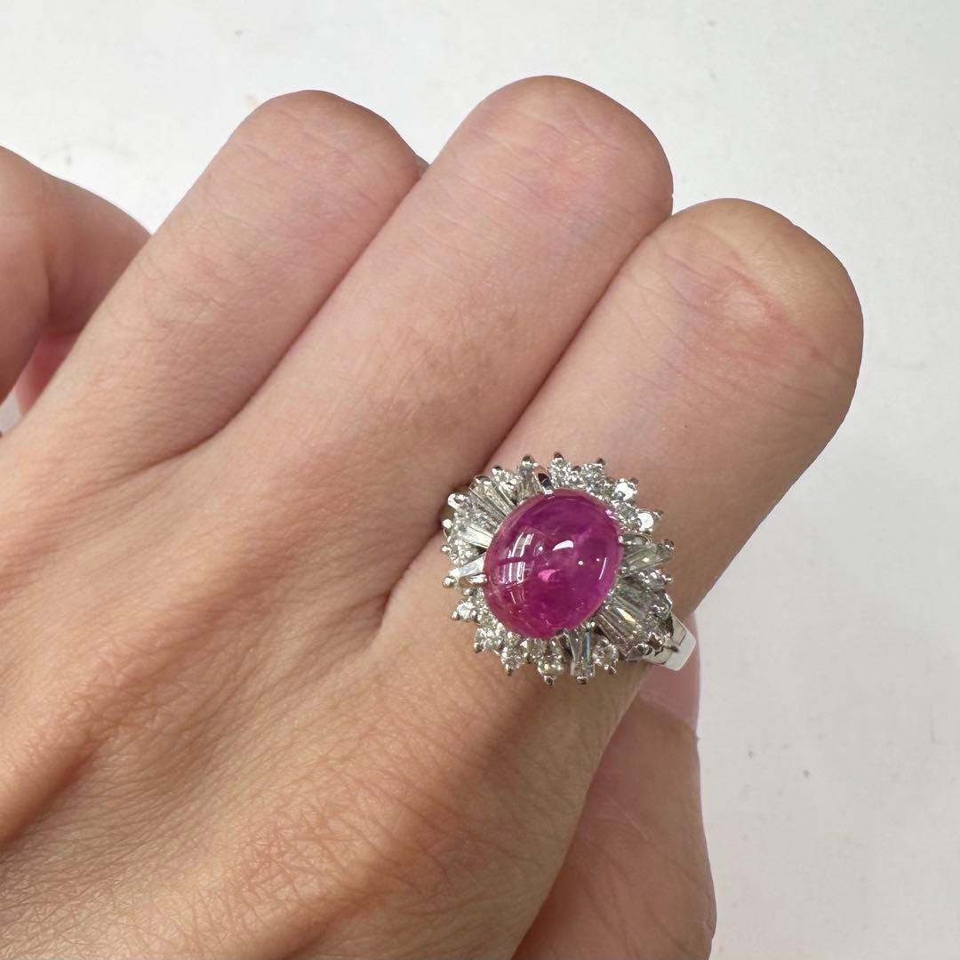 PT900 スタールビー ダイヤモンド リング 3.64ct