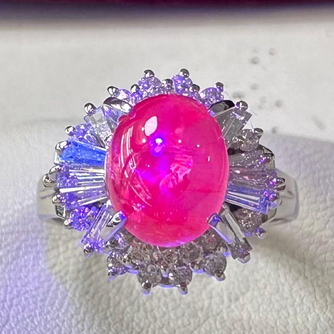 PT900 スタールビー ダイヤモンド リング 3.64ct