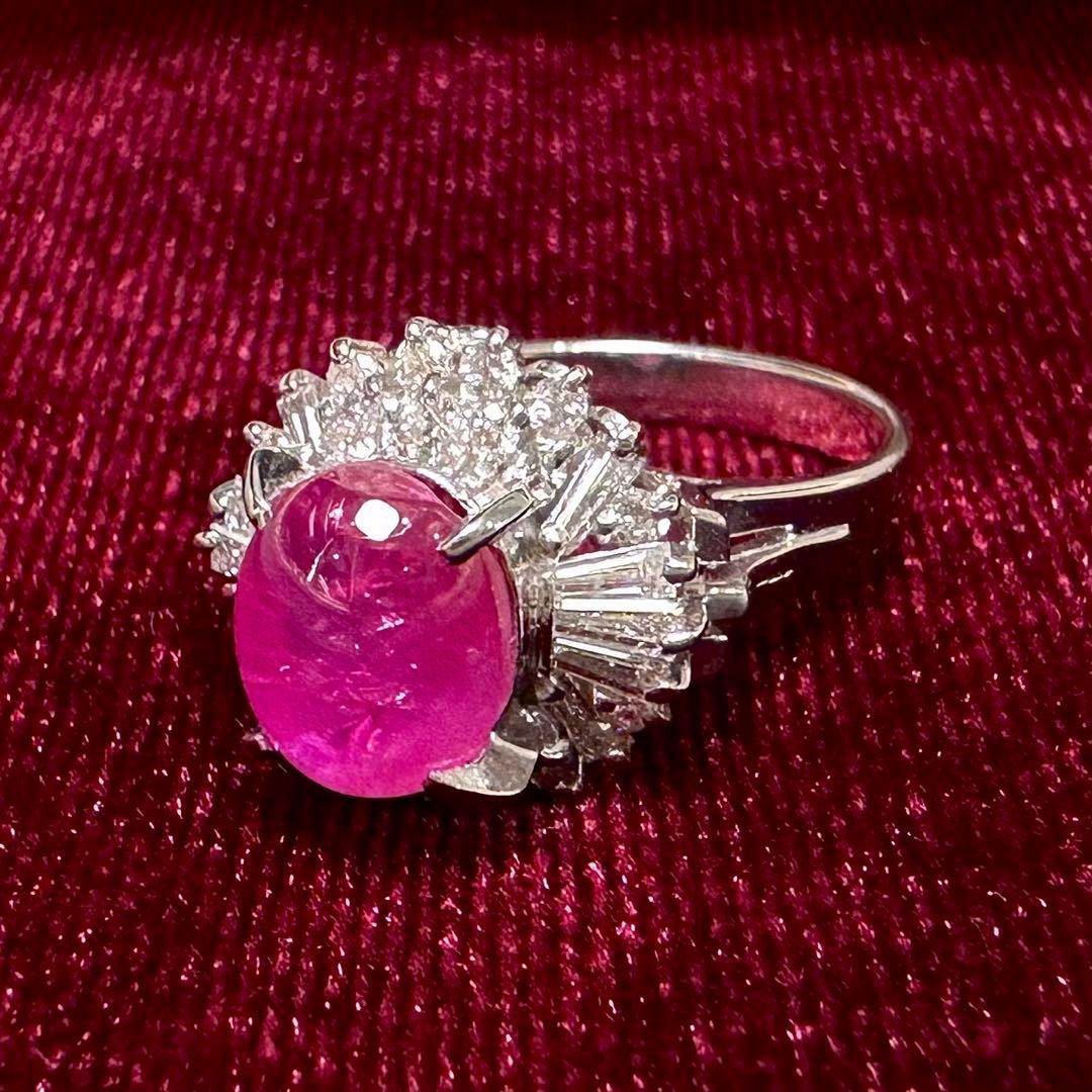 PT900 スタールビー ダイヤモンド リング 3.64ct
