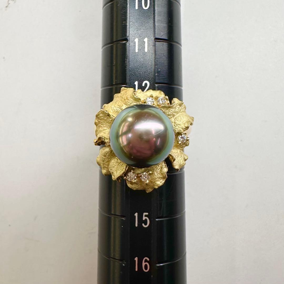 【K18】黒蝶パール 10.3mm リング