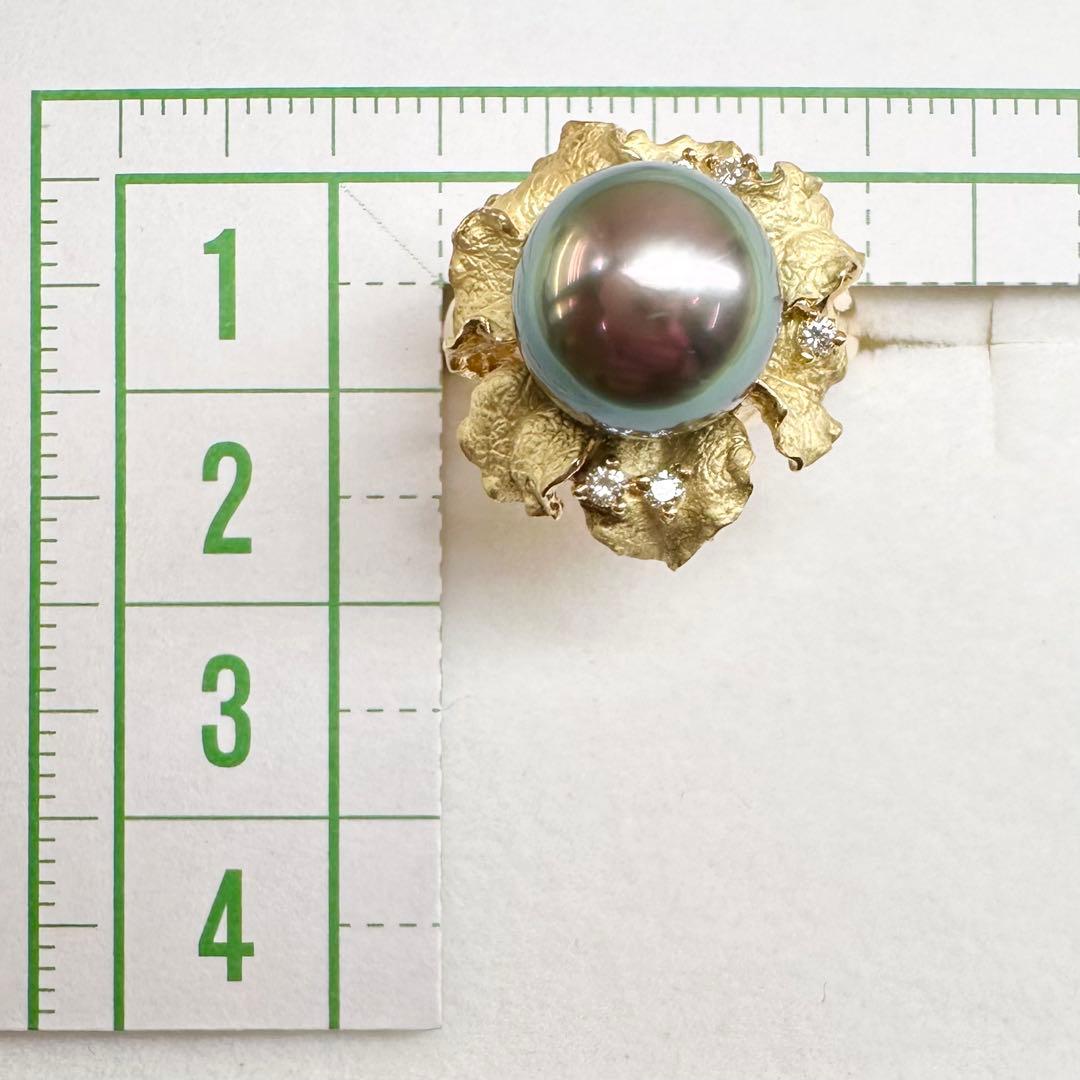 【K18】黒蝶パール 10.3mm リング