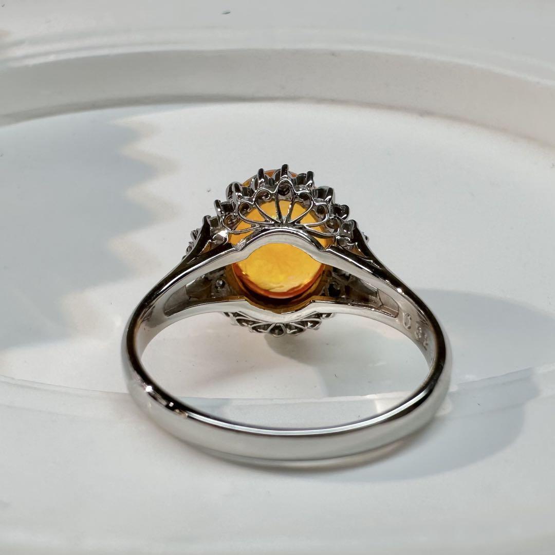 【美品】メキシコオパール リング ダイヤ取り巻き デザイン